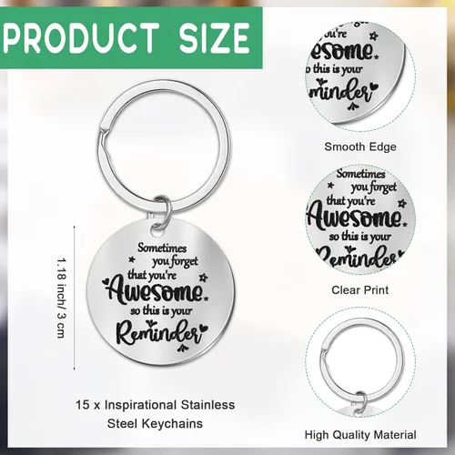 Miniatura 3 de Fumete 45 piezas de regalos de agradecimiento a granel, bolígrafos inspiradores y llaveros con bolsas de organza, impresionante reconocimiento