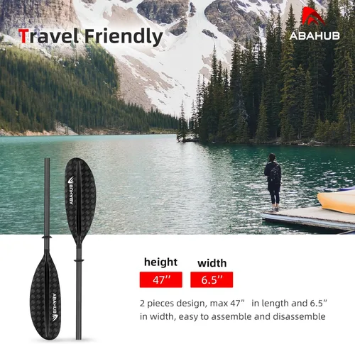 Miniatura 6 de Abahub 1 pala de kayak de carbono, remos de kayak de 90.5 pulgadas para canotaje, canoa con correa de remo gratis, eje de fibra de carbono