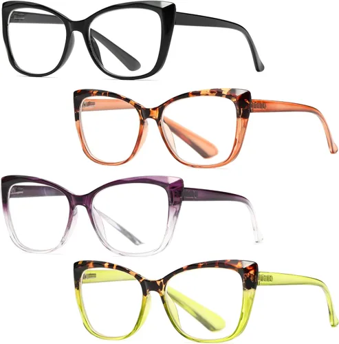 Miniatura 12 de Lentes de lectura de gran tamaño con diseño de ojo de gato para mujer, ligeros y grandes, lentes de moda para hombres, Paquete de 2 (negro+tortuga)