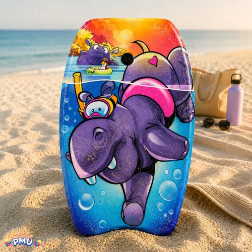 Miniatura 2 de PMU Bodyboard impreso de 26 pulgadas, correa de muñeca ligera, parte inferior lisa para playa, tabla de surf para niños, adolescentes y adultos
