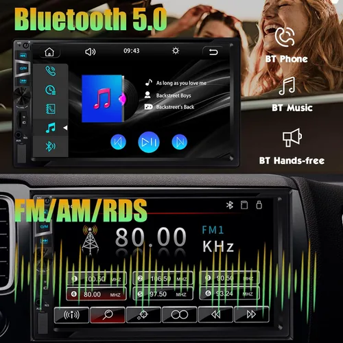 Miniatura 3 de Estéreo de auto doble DIN con CarPlay inalámbrico y Android Auto, radio de coche HD de 7 pulgadas con Bluetooth, entrada USB/SD/AUX, FM, SWC