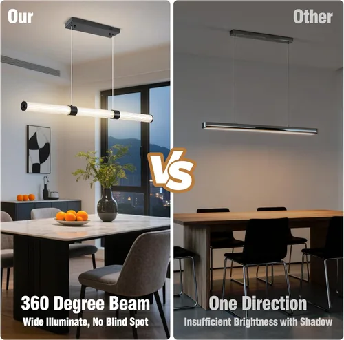 Miniatura 8 de Candelabros negros para comedor, iluminación regulable para isla de cocina, luz colgante lineal, lámpara LED moderna para sala de estar y mesa