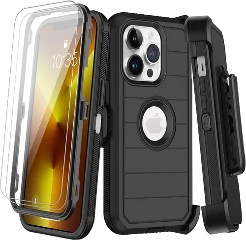 Miniatura 11 de KECAI Funda para iPhone 13 Mini con Protector de Pantalla Integrado, Funda con Clip para Cinturón, Resistente de Servicio Pesado a Prueba de Golpes