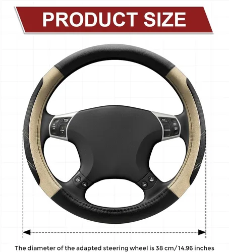Miniatura 2 de Funda para volante de automóvil, protector de volante, funda de cuero duradera con forro antideslizante, accesorios de automóvil, volantes