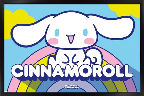 Miniatura 10 de Hello Kitty and Friends: 22 Over The Rainbow - Póster de pared de Cinnamoroll, 22.4 pulgadas de largo x 14.7 pulgadas de ancho, versión enmarcada