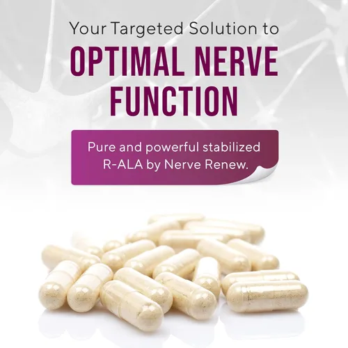 Miniatura 4 de NERVE RENEW R-ALA estabilizado R ácido alfa lipoico 600 mg suplemento de apoyo nervioso paquete de 3