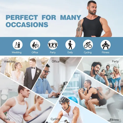 Miniatura 6 de Body Shaper, chaleco de compresión para adelgazar, control de abdomen, para ocultar el pecho, ginecomastia