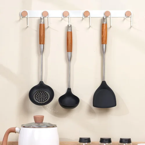 Miniatura 3 de FJNATINH Espátula de wok de silicona, Cucharón, Escumadera - Herramientas de wok de acero inoxidable, Utensilio de wok - Utensilios de cocina