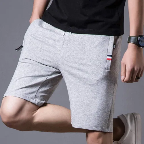 Miniatura 2 de Pantalones cortos casuales de verano de algodón con cordón de cintura elástica y bolsillos con cremallera