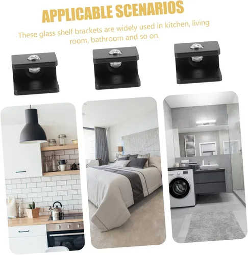 Miniatura 4 de Uonlytech Abrazadera para estantería, 8 piezas, soportes de estante de vidrio, fácil de instalar