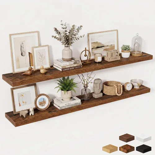 Miniatura 100 de Estantes flotantes de 48 pulgadas para pared, estante de chimenea de 10 pulgadas de profundidad, estantes flotantes de madera para pared, estantes