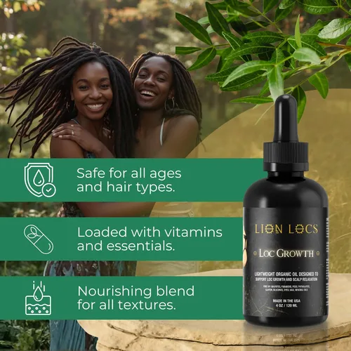 Miniatura 4 de Aceite de crecimiento y cuero cabelludo de Lion Locs para rastas, trenzas y cabello natural, promueve un crecimiento saludable, hidratación