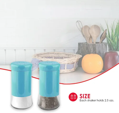 Miniatura 4 de Home Basics Essence Collection - Juego de salero y pimentero, color azul turquesa
