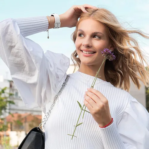 Miniatura 8 de Samsung Galaxy - Correa deportiva de silicona grabada con girasol de 1.575 pulgadas/1.732 pulgadas, para mujeres y hombres Blanco