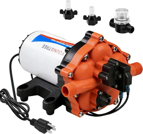 Miniatura 13 de YOUNGTREE Bomba de diafragma de agua de 12 V CC, 3.5 GPM, 45 PSI, bomba de presión de agua dulce autocebante de 12 voltios con interruptor