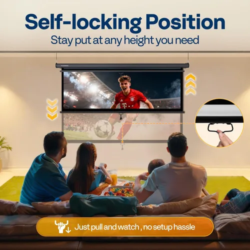 Miniatura 3 de VIVOHOME Pantalla de proyector desplegable 16:9 de 80 pulgadas, pantalla de película retráctil HD 4K para cine en casa y oficina en interiores, Negro
