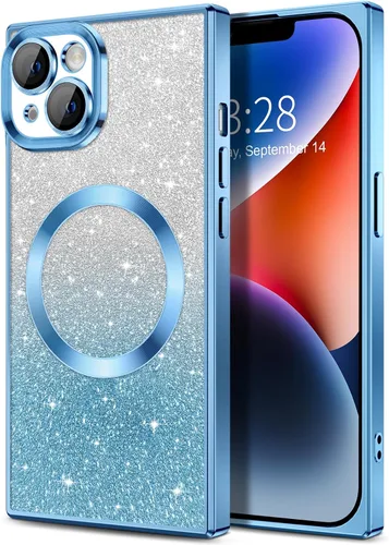 Miniatura 56 de Hython Funda para iPhone 13 Pro transparente con purpurina magnética [compatible con MagSafe] Protector completo de lente de cámara delgado