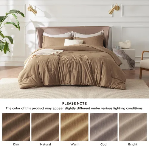 Miniatura 327 de Bedsure Juego de edredón Twin/Twin XL, ropa de cama suave beige para todas las estaciones, juego de cama teñido catiónico, 2 piezas, 1 edredón