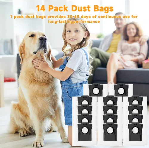 Miniatura 7 de Paquete de 14 bolsas de polvo compatibles con Dreame L10s Ultra, L10s Pro Ultra Heat, robot aspirador D10 Plus Gen 2 – Bolsas de polvo de carbón