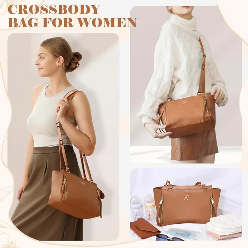 Miniatura 2 de Miss Fong - Bolso pequeño cruzado para pañales, bolsos cruzados para pañales, bolso para pañales con 7 bolsillos, 2 bolsillos aislados y correa
