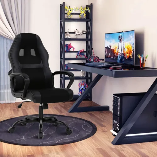 Silla ejecutiva para juegos de PC con soporte lumbar y reposacabezas, silla ergonómica de cuero para oficina en casa, sala de juegos, resistente y