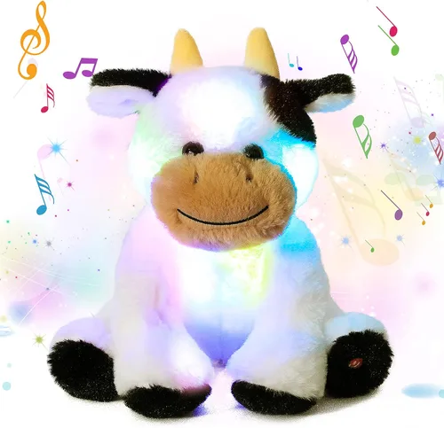 Miniatura 8 de Oso de peluche con luces LED brillantes, luz nocturna musical, juguete de peluche canta canciones de cuna, regalos de Navidad, para cumpleaños