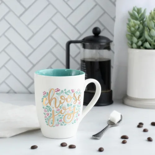 Miniatura 4 de WITH LOVE Taza de café inspiradora para mujer, elige Joy Teal con acentos dorados, taza de café/té motivacional para su cumpleaños, día de la madre