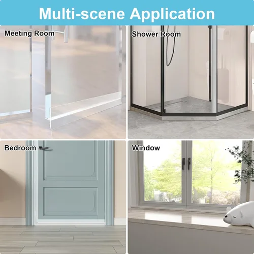 Miniatura 4 de Tapón de silicona para puerta, burlete en forma de T para puertas y ventanas, sello autoadhesivo (1.37 pulgadas x 16.5 pies, transparente)