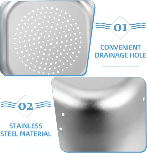 Miniatura 6 de VOSAREA Lavabo cuadrado de acero inoxidable, colador de metal, colador cuadrado de gran capacidad, para frutas, cocina, lavado de verduras