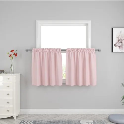 Miniatura 25 de UPOPO Cortinas de Niveles Beige Sobre Fregadero con Textura de Lino para Ventana de Cocina de 16 Pulgadas de Largo Caravana Privacidad Pequeñas
