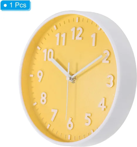 Miniatura 3 de PATIKIL Reloj de pared de 8 pulgadas, con número 3D, de cuarzo, funciona con pilas, silencioso, sin tictac, redondo, para oficina, dormitorio