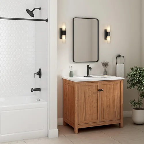 Miniatura 6 de American Standard 7429101.243 Becklow - Grifo de baño monomando, 1.2 GPM, negro mate