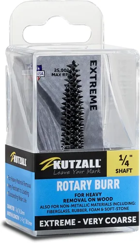 Kutzall Fresa rotativa de cono extremo, eje de 1⁄4", muy gruesa - Broca de talla de madera para Bosch, DeWalt, Milwaukee. Carburo de tungsteno