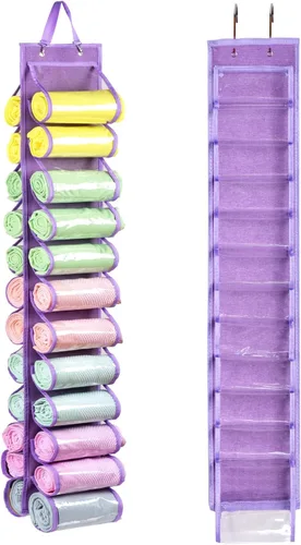 Bolsa de almacenamiento para leggins con colgador, puede contener 24 leggins o camisas, organizador de compartimentos para pantalones vaqueros,