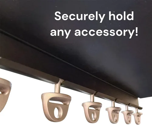 Miniatura 4 de Estante de accesorios tonal de 17" con 6 soportes de bloqueo en T y 5 ganchos