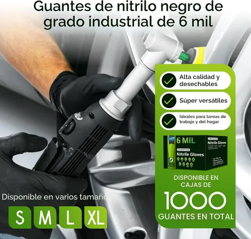 Miniatura 2 de Inspire HEAVY DUTY ORIGINAL - Guantes elásticos de nitrilo negro, desechables, sin látex, para alimentos, mecánico, 6 mil negro o naranja de 0.315 in