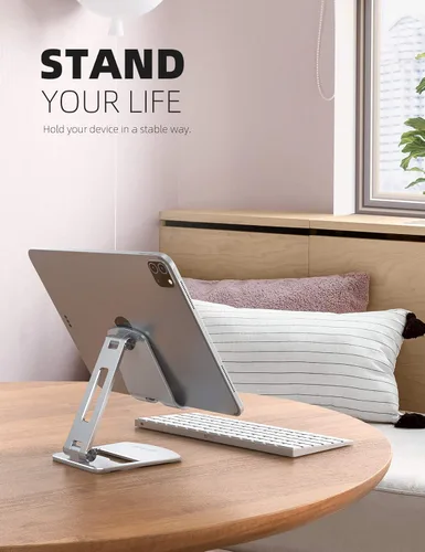 Miniatura 2 de Lamicall Soporte ajustable para tablet – Base plegable para teléfono, soporte giratorio de 360°, para tabletas de 4.7 a 13 pulgadas, iPad Pro 11
