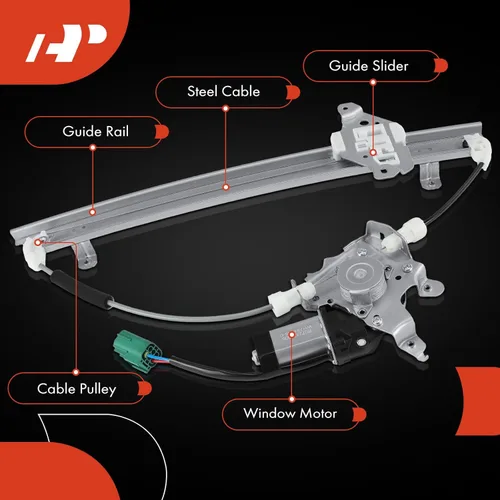 Miniatura 6 de Regulador de ventana eléctrica con motor A-Premium compatible con Nissan Juke 2011-2017 con enchufe de 2 pines, lado del conductor delantero