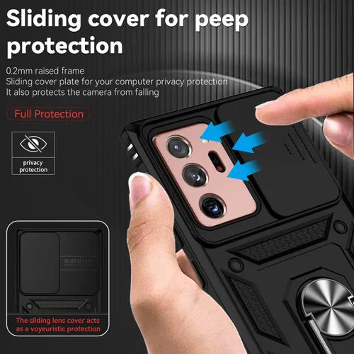 Miniatura 4 de Funda para Samsung Galaxy Note 20 Ultra con cubierta para lente de cámara, protector de pantalla HD, prueba de caídas de grado militar, soporte