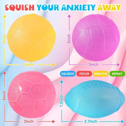 Miniatura 3 de Juguetes para ansiedad, pelotas antiestrés para niños y adultos, paquete de 4 juguetes para ansiedad de azúcar de malta, bola de gel de elevación