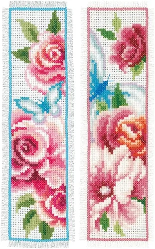 Miniatura 9 de Vervaco Juego de marcapáginas de punto de cruz con plumas azules (juego de 2) de 2.4 x 8 pulgadas