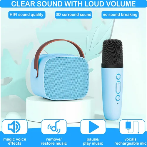 Miniatura 5 de Karaoke Machine for Kids, Mini Karaoke Machine for Kids Adults, Portable Bluetooth Speaker with 1 Wireless Microphones, Christmas Birthday Toys