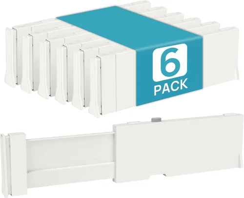 Vtopmart Paquete de 6 separadores de cajones para ropa, 4 pulgadas de alto 11.3 a 17 pulgadas, organizador de cajones de tocador ajustable y