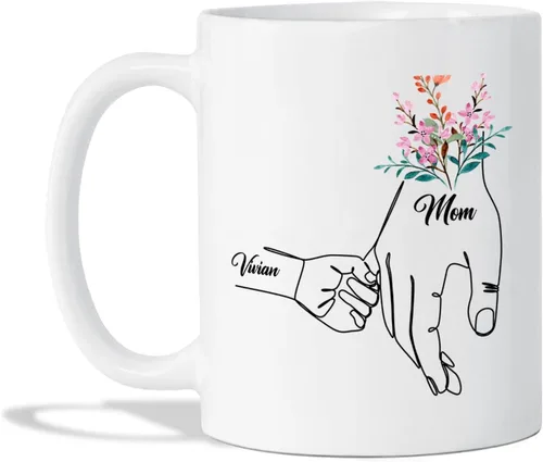 Miniatura 21 de Tazas de té personalizadas para mamá y 3 niños, tazas de café personalizadas para mamá, regalos para madre, taza madre personalizada con nombres