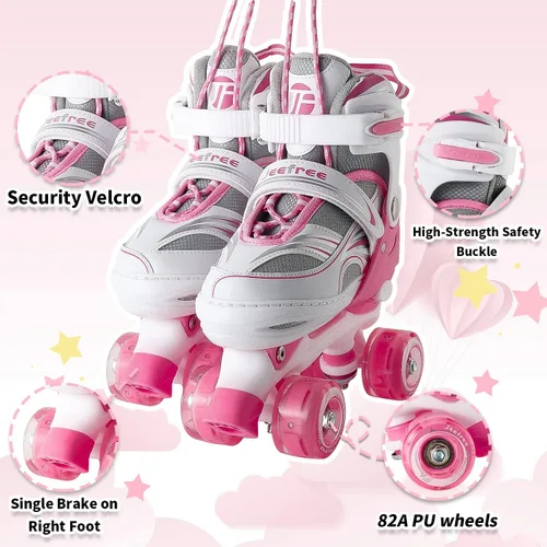 Miniatura 3 de Rainbow Unicorn 4 Size Adjustable Light up Roller Skates for Girls Boys for Kids，All 8 Wheels of Girl's Skates Shine,Safe and Fun for Kids