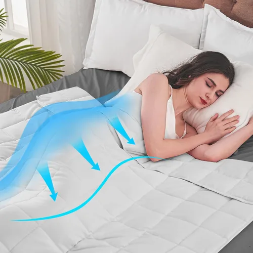 Miniatura 103 de Yescool - Manta con peso para adultos (15 libras, 60 x 80 pulgadas, azul), manta de enfriamiento pesada para dormir, 140-160 libras, manta