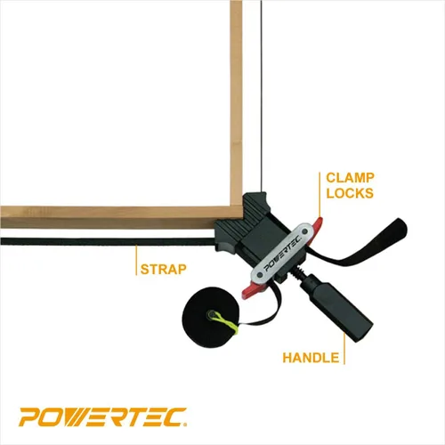 Miniatura 4 de POWERTEC 71017-P2 Abrazadera de banda de liberación rápida Soporte de correa de sujeción para marco de carpintería, 2