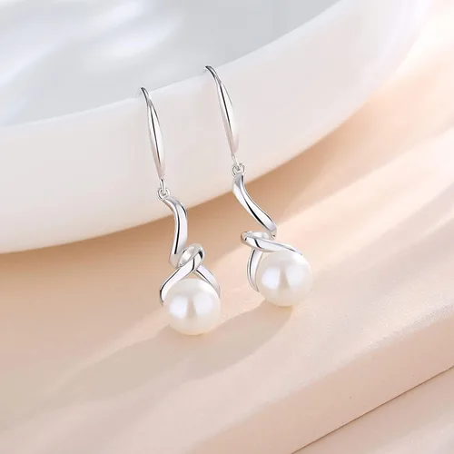 Miniatura 3 de FANCIME Collar de perlas de plata de ley 925 con perlas torcidas de calidad genuina 0.354-0.394 in0.315-0.335 in perlas cultivadas de agua dulce