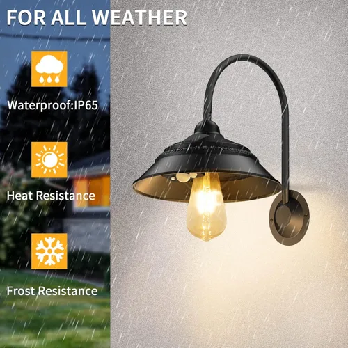 Miniatura 6 de Luz solar de granero para exteriores con 3 modos de iluminación y apliques de pared con sensor de movimiento, luces rústicas de gallinero, luz