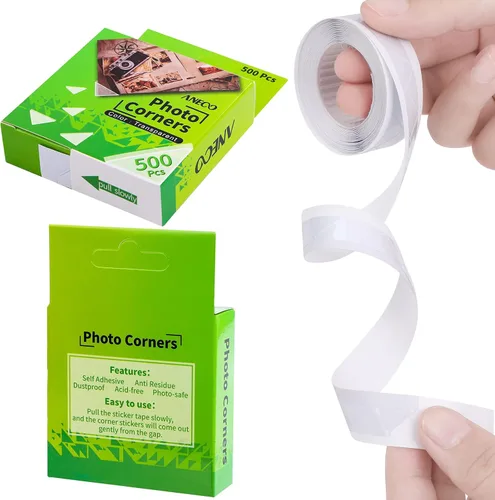 Miniatura 3 de Aneco Esquinas transparentes para fotos, calcomanías de esquina para montaje de fotos, álbumes de recortes, diario, 500 piezas/paquete